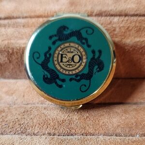 Vintage | Eastern & Oriental EO Goldplated / Green Enamel Compact / Pill Box